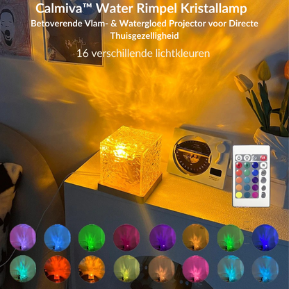 Calmiva™ Waterrimpel Kristal lamp | Luxe Vlam- & Watergloed Projector voor Directe Sfeer, Warmte & Ontspanning