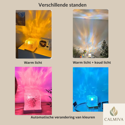 Calmiva™ Waterrimpel Kristal lamp | Luxe Vlam- & Watergloed Projector voor Directe Sfeer, Warmte & Ontspanning