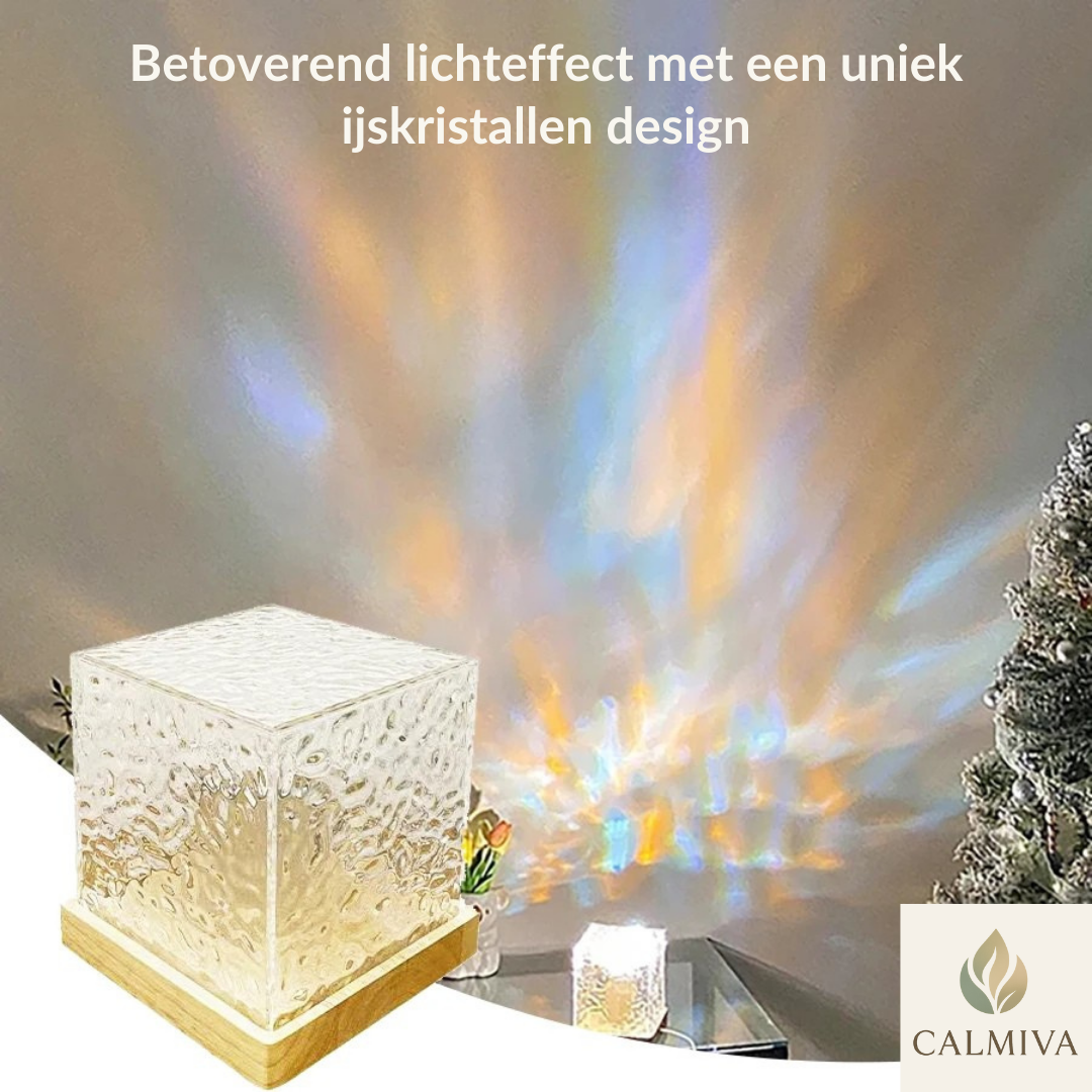 Calmiva™ Waterrimpel Kristal lamp | Luxe Vlam- & Watergloed Projector voor Directe Sfeer, Warmte & Ontspanning