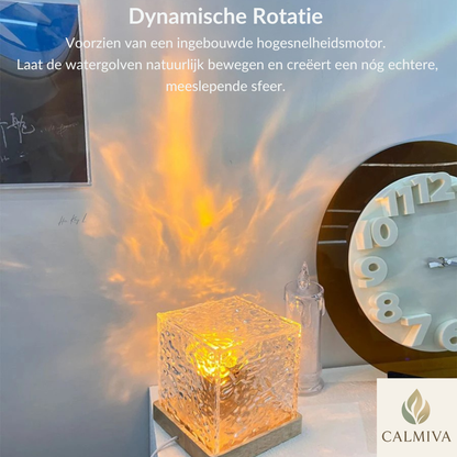 Calmiva™ Waterrimpel Kristal lamp | Luxe Vlam- & Watergloed Projector voor Directe Sfeer, Warmte & Ontspanning