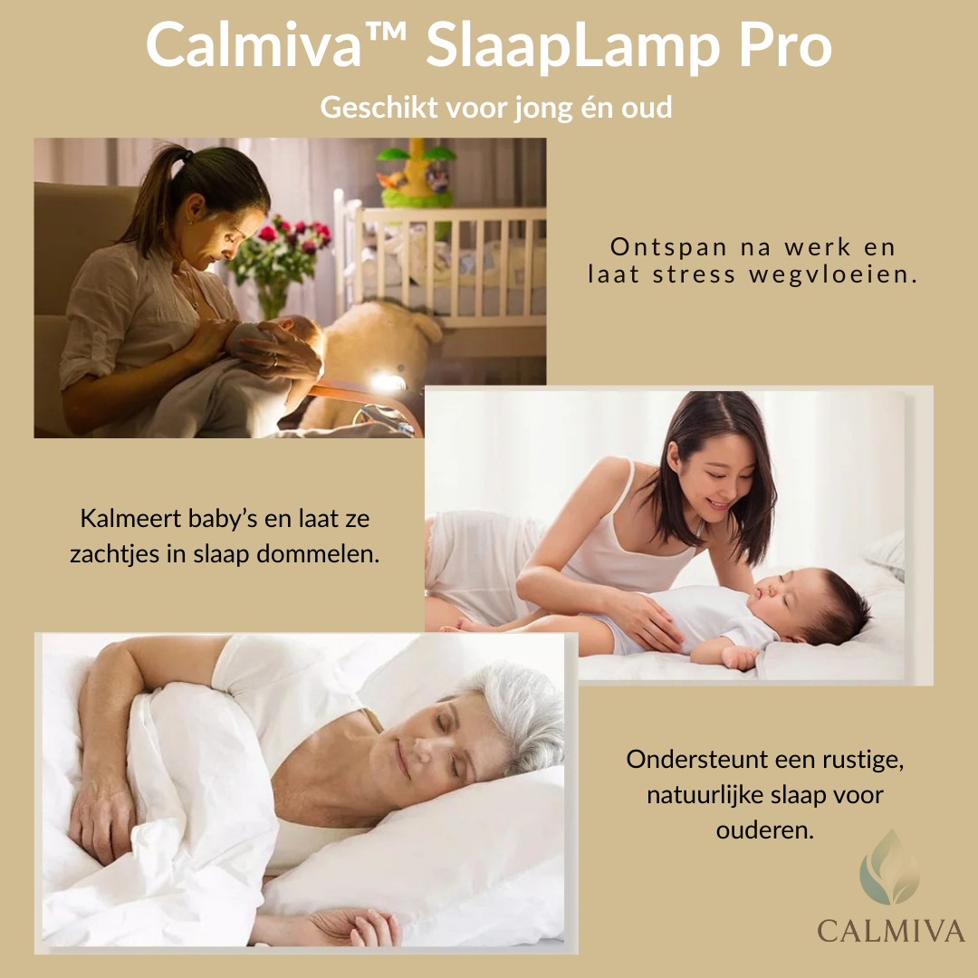 Calmiva™ SlaapLamp Pro |  Zacht licht. Rustgevend geluid. Eindelijk slapen.